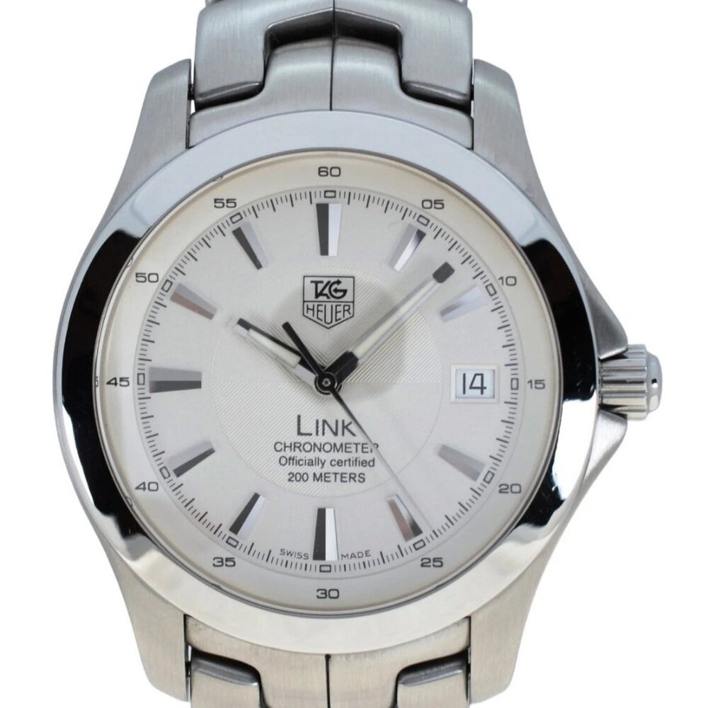 Men's Tag Heuer 39mm Link White Dial 200M Automatic Chronometer Watch! WJF5111!
